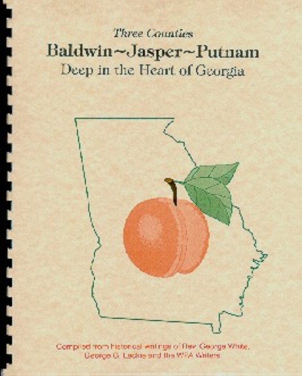 GA Baldwin Jasper Putnam County Georgia Milledgeville 1854 White